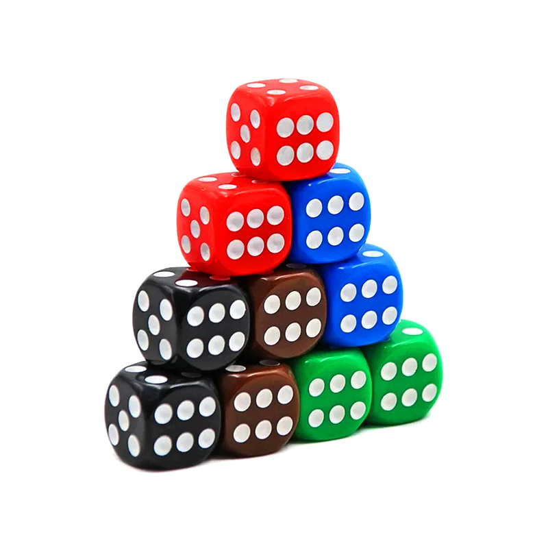 Jeu de dés assortis colorés, 100 pièces en 10 couleurs vives