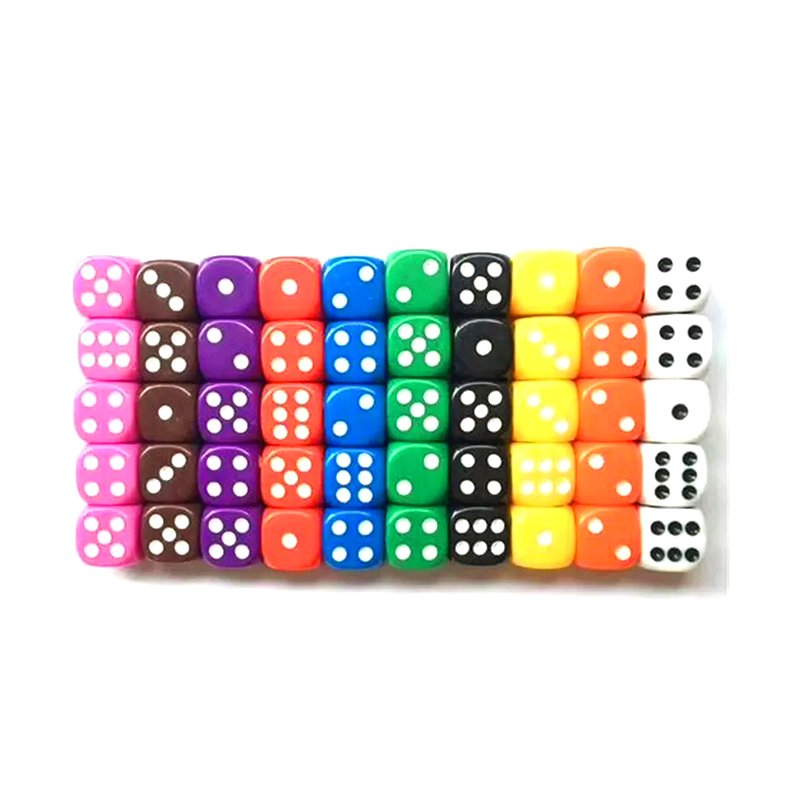 Jeu de dés assortis colorés, 100 pièces en 10 couleurs vives