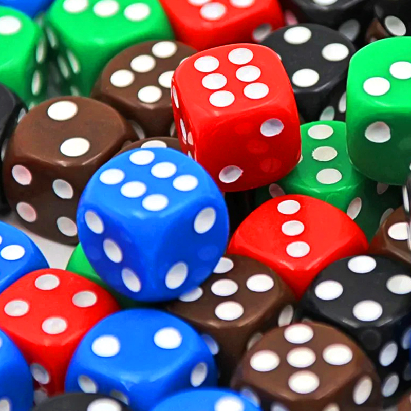 Jeu de dés assortis colorés, 100 pièces en 10 couleurs vives