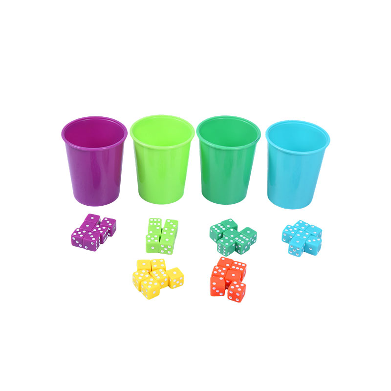 Ensemble de gobelets et dés en plastique colorés – Ensemble de fête ou de jeu dynamique