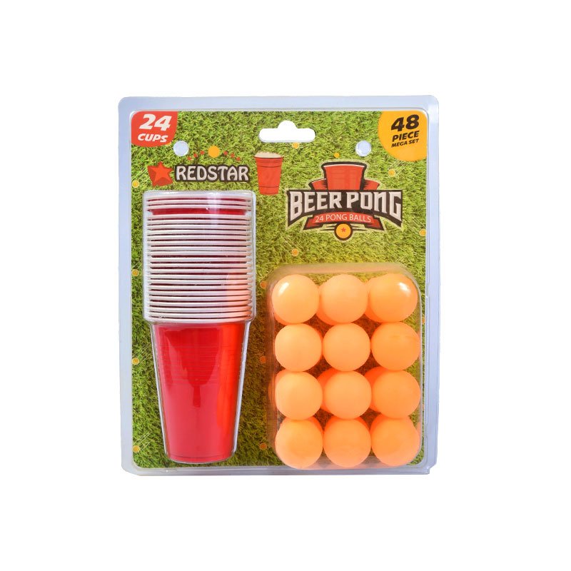 Ensemble de bière-pong Redstar - 24 tasses et 24 balles de pong (méga ensemble de 48 pièces)