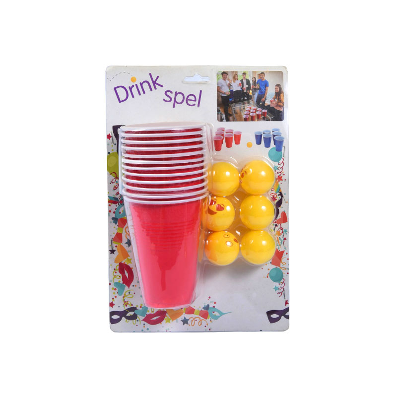 Ensemble de jeu de fête « Drink Spel » - Comprend des gobelets rouges et des boules jaunes