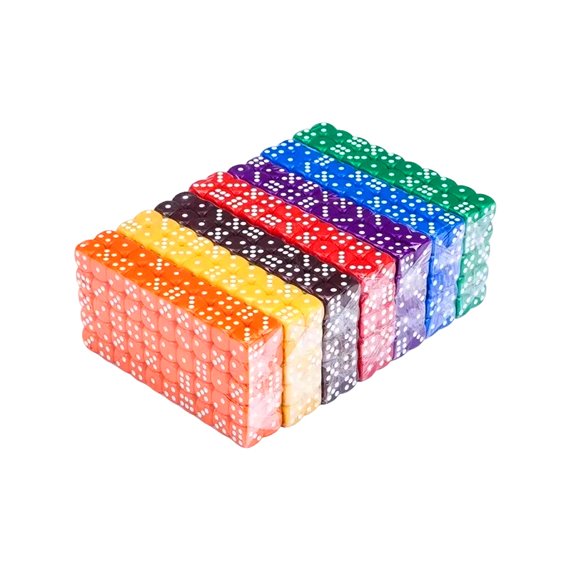 Jeu de dés assortis colorés, 100 pièces en 10 couleurs vives