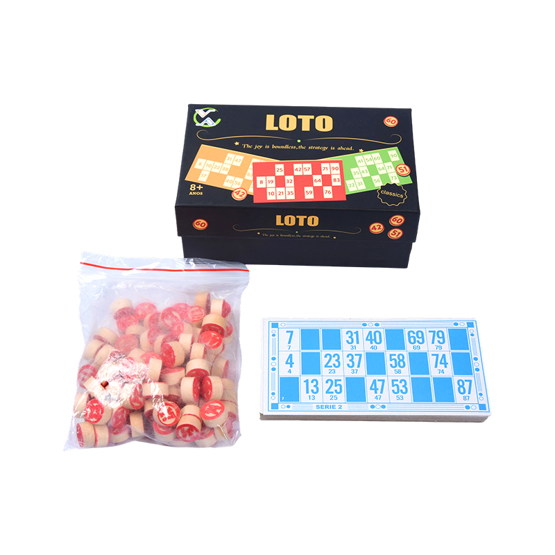 Ensemble de jeu LOTO (style bingo) – Complet avec jetons, cartes et boîte de rangement